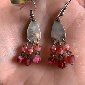 Pink and silver earrings